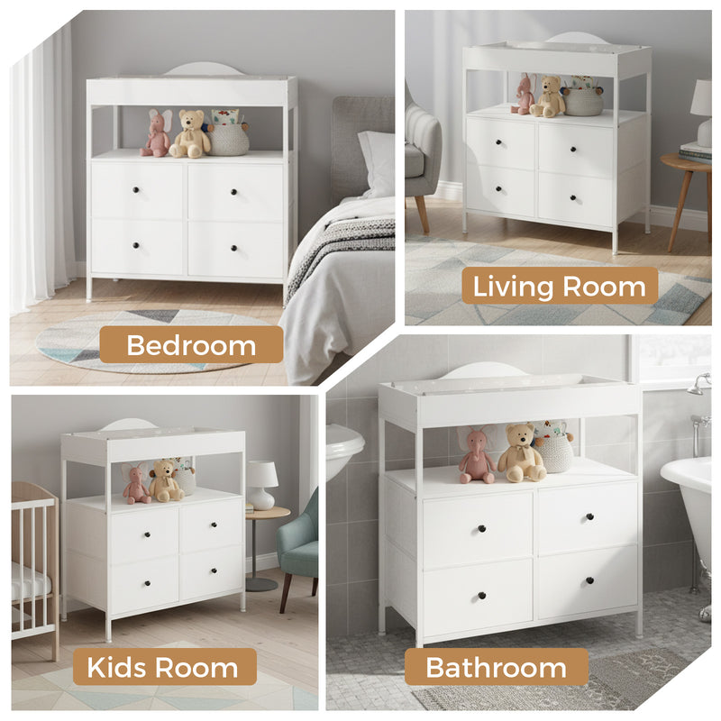 Advwin Baby Changing Table w/ 4 Storage Drawers