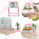 Advwin Pink Kids Gymnastics Bar with Mat Rings Swing