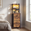 Advwin Tall Bedside Table with Charging Station