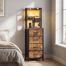 Advwin Tall Bedside Table with Charging Station