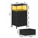 Advwin LED Bedside Table 3 Fabric Drawers 70cm