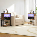 Advwin LED Bedside Table with Charging Station Set of 2