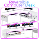 Advwin 150cm L Shaped Computer Desk w/ LED Lights