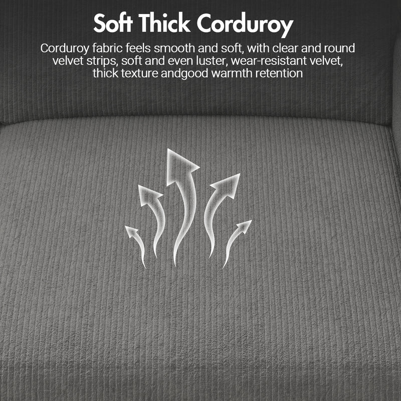 Advwin 3 Seater Sofa 197cm with Storage Ottoman Grey