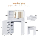 Advwin Corner Dressing Table with LED Mirror and Drawers