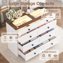 Advwin 8 Drawers Dresser with LED Lights & Glass Top