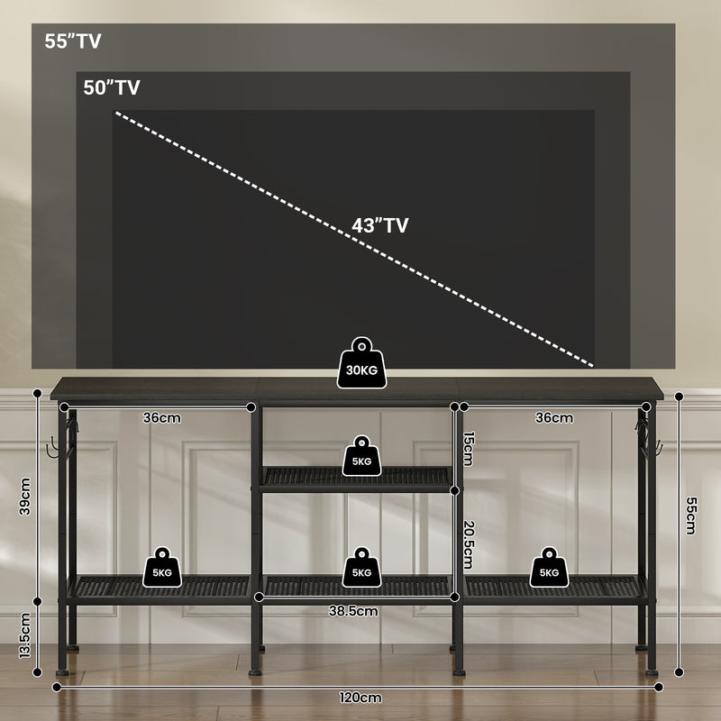 Advwin TV Stand 120cm Industrial Entertainment Unit