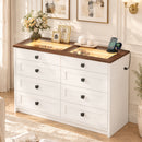 Advwin 8 Drawers Dresser with LED Lights & Glass Top