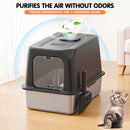 Advwin XL Stainless Steel Cat Litter Box with Lid
