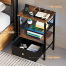 Advwin LED Bedside Tables with Fabric Drawer Set of 2