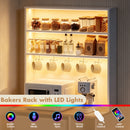 Advwin Bakers Rack w/ Mini Fridge Space & Power Outlets