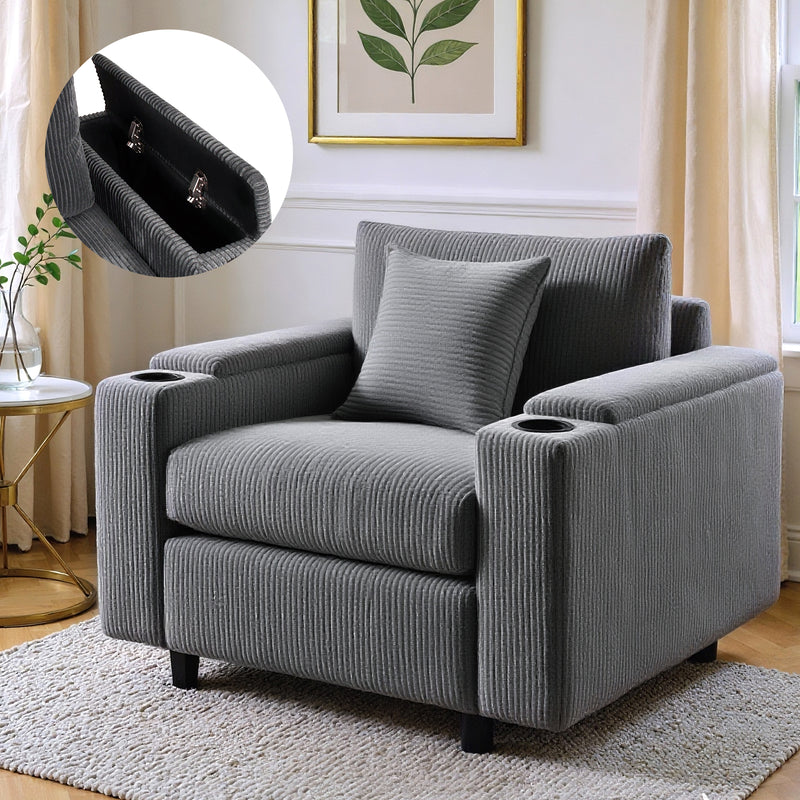 Advwin Corduroy Single Sofa with Storage
