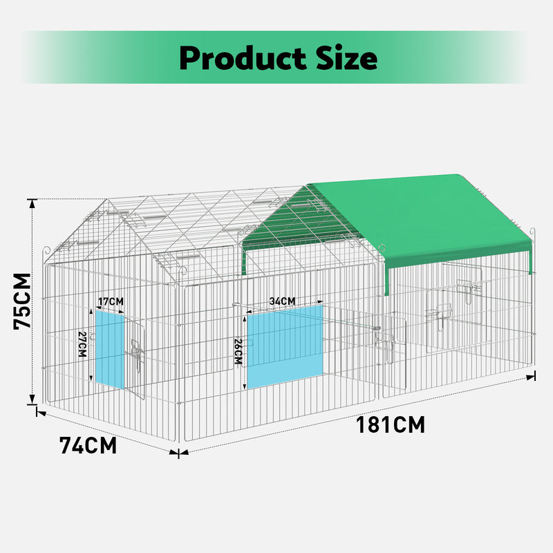 Advwin Metal Chicken Coop 181x74x75cm
