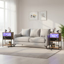 Advwin LED Bedside Table with Charging Station Set of 2