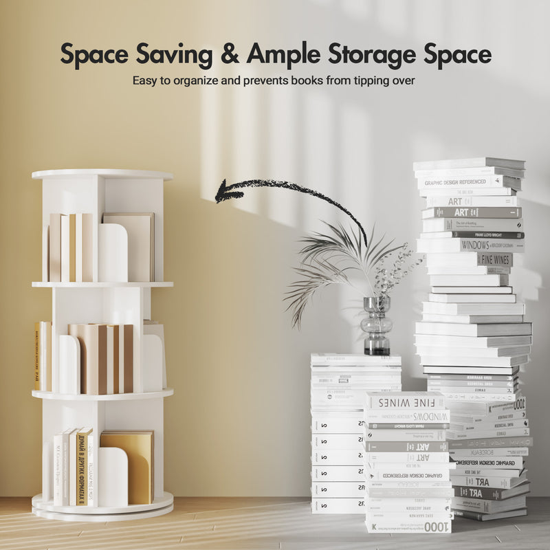 Advwin 3 Tiers Rotating Bookshelf Corner Bookcase Cabinet(Pre-order)