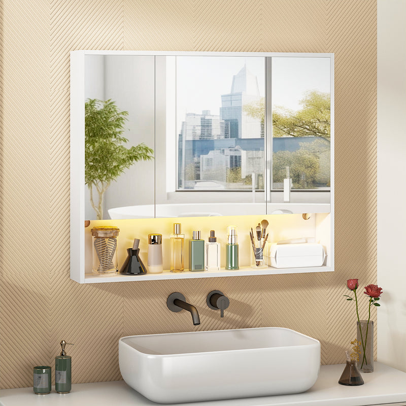 Advwin 90cm Bathroom Mirror Cabinet with LED Light