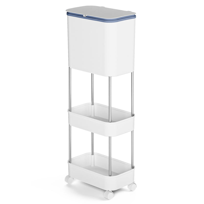 Advwin Kitchen Trash Can with Storage Rack White