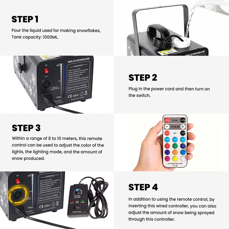 Advwin 900W Snow Machine with RGB Lights