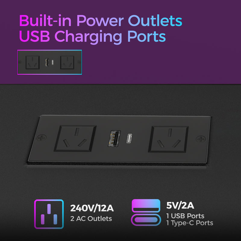 Advwin L Shaped Gaming Desk with LED Lights 130cm