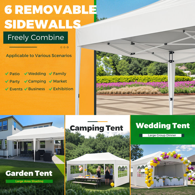 Advwin 3×6m Pop Up Canopy Tent w/ 6 Sidewalls White