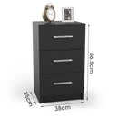 Advwin Bedside Table with 3 Drawers 66cm