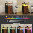 Advwin LED Narrow Bedside Table with Charging Station