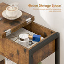 Advwin Side Table Flip Top Night Stand with Charging Station