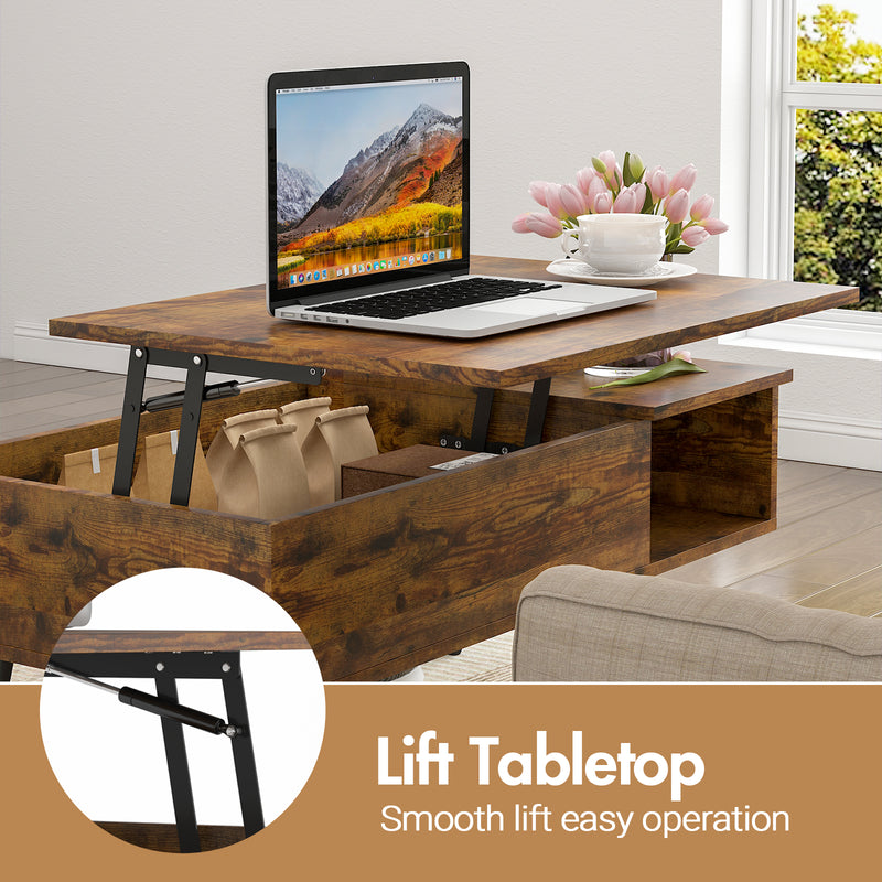 Advwin Lift Top Coffee Table with Hidden Compartment