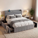 Advwin Bed Frame with Storage Drawers Dark Grey