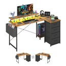 Advwin L Shaped Gaming Desk with LED Lights