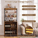 Advwin LED Wine Bar Cabinet w/ Charging Station