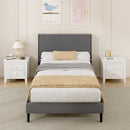 Advwin Bed Frame Mattress Base Upholstered Grey