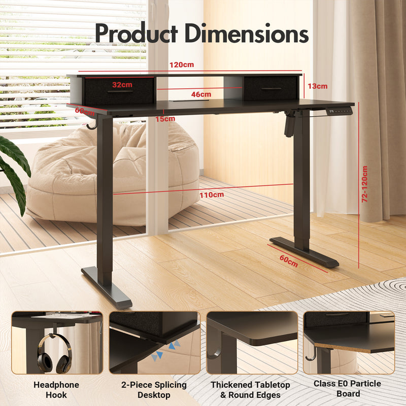 Advwin Electric Standing Desk with Monitor Stand Black