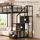 Advwin Single LED Loft Bed Frame w/ Storage Stairs