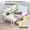 Advwin Single Corner Bed Frame with Foldable Desk