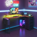 Advwin L Shaped Gaming Desk with LED Lights