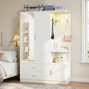 Advwin 3 Doors Armoire Wardrobe Closet with Mirror
