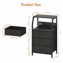 Advwin Bedside Table with 3 Drawers and Charging Station
