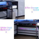 Advwin 150cm L Shaped Computer Desk w/ LED Lights