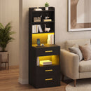 Advwin Tall Bedside Table with Charging Station