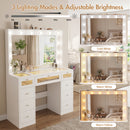 Advwin Makeup Vanity w/ LED Glass Top & Charging Station