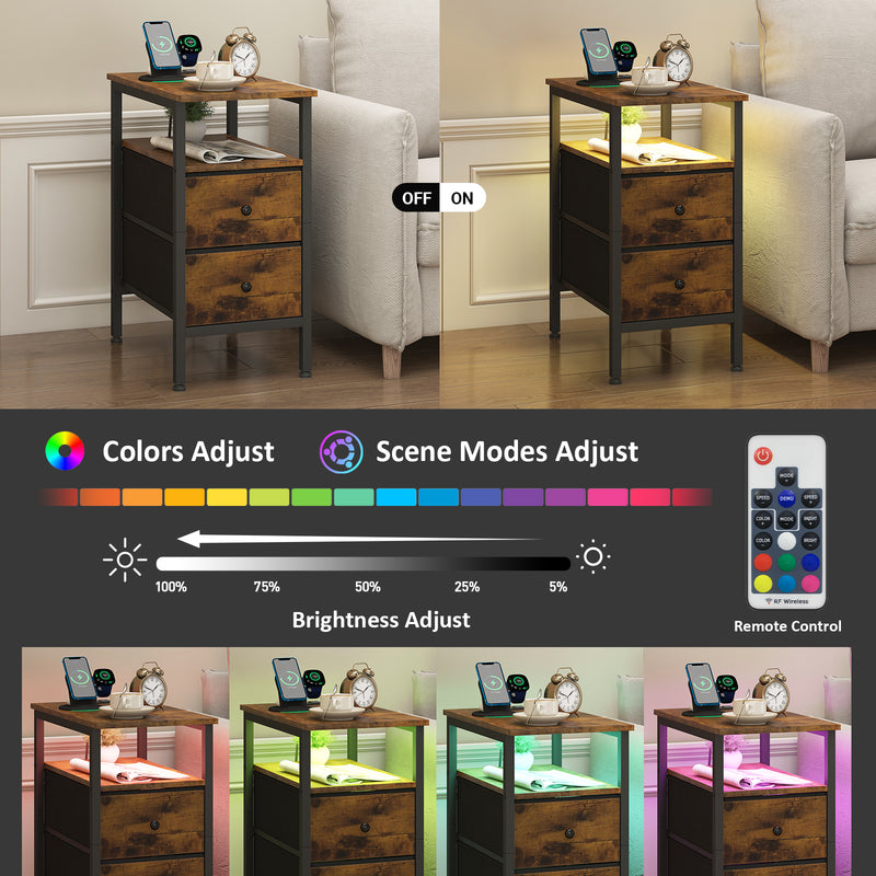 Advwin Bedside Table w/ AC Outlets and USB Ports (Pre-Order)