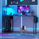 Advwin Gaming Desk with LED Lights & Storage Shelf