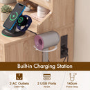 Advwin Flutted Dressing Table Set w/ Lights & Power Hub