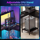 Advwin LED Gaming Desk w/ Adjustable Shelf & Power Outlets