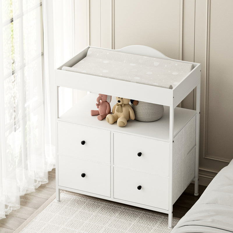 Advwin Baby Changing Table w/ 4 Storage Drawers