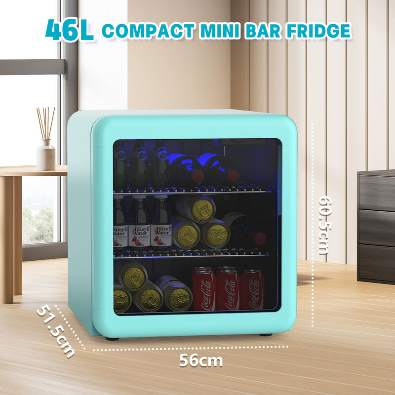 Advwin Mini Bar Fridge Cooler Blue Retro Fridge