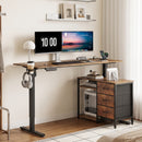 Advwin L Shaped Electric Sit Stand Desk w/ Power Hub