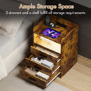 Advwin Bedside Table with Charging Station Set of 2