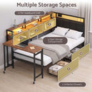 Advwin Single Corner Bed Frame with Foldable Desk